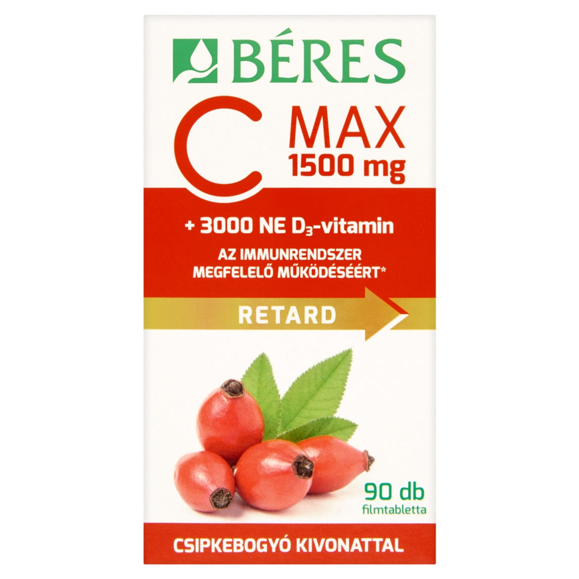 Béres C-vitamin 1500 mg retard filmtabletta csipkebogyó kivonattal 90 db 179 g