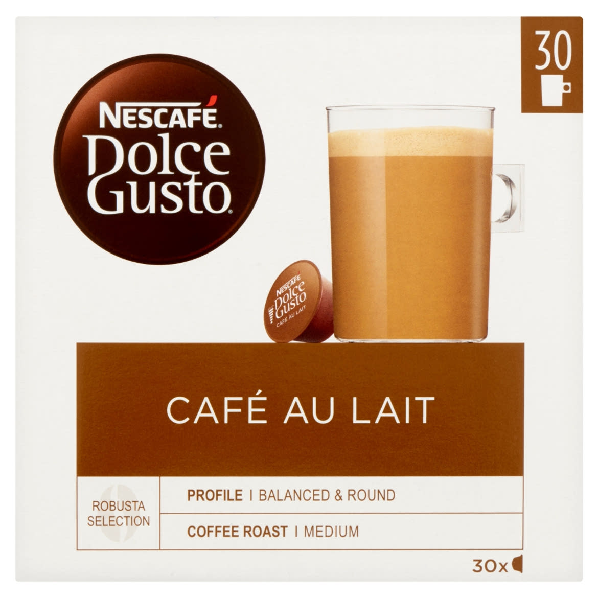 Nescafé Dolce Gusto Café au Lait tejes kávékapszula 30 csésze