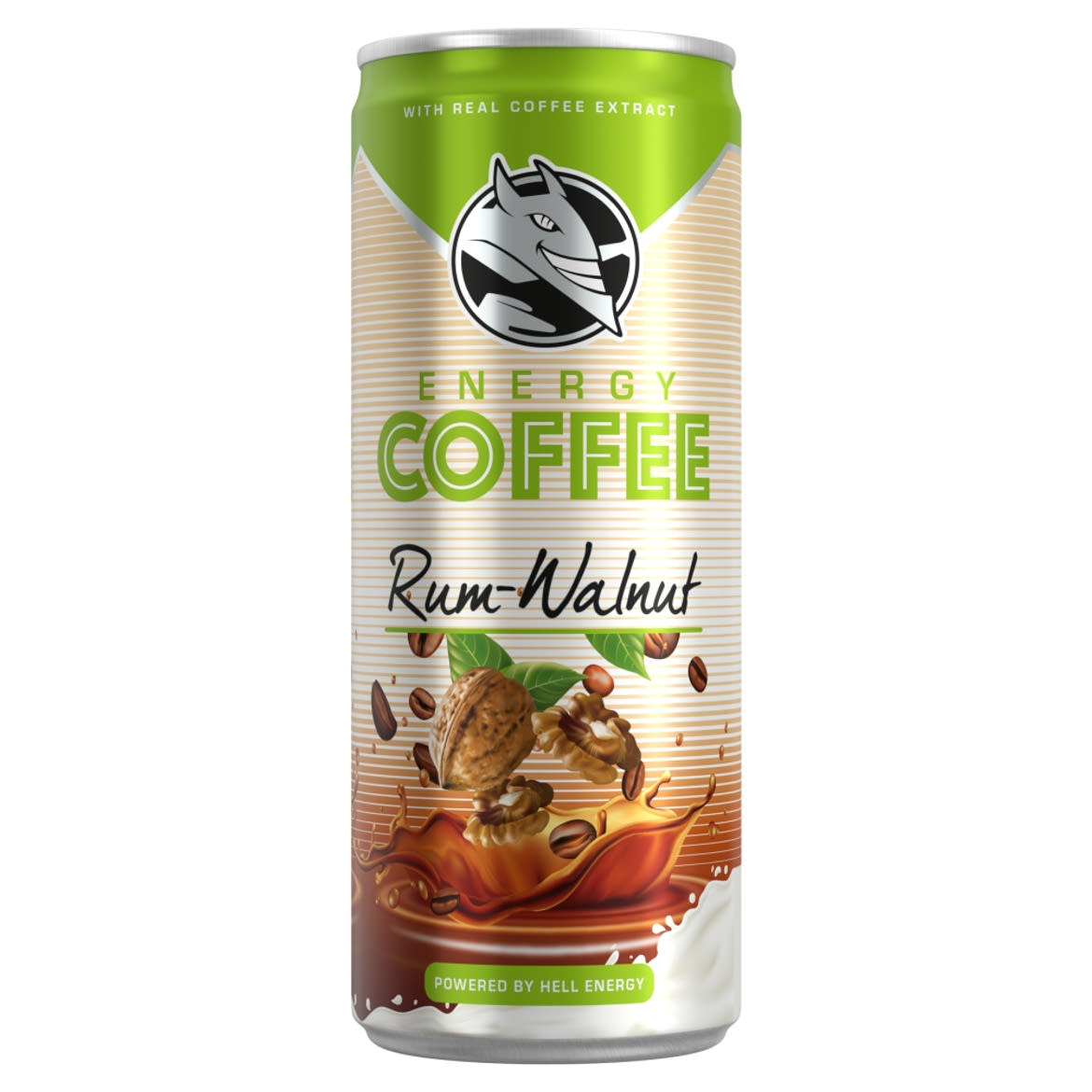 HELL Energy Coffee Rum-Walnut rumosdió ízű UHT alkoholmentes ital tejjel és kávékivonattal