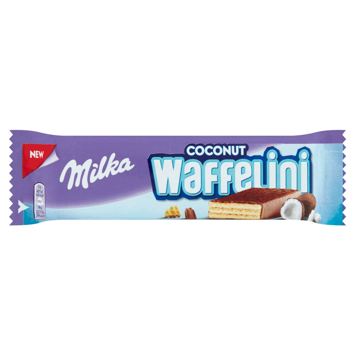 Milka Waffelini alpesi tejcsokoládéval mártott, kókuszos krémmel töltött ostya