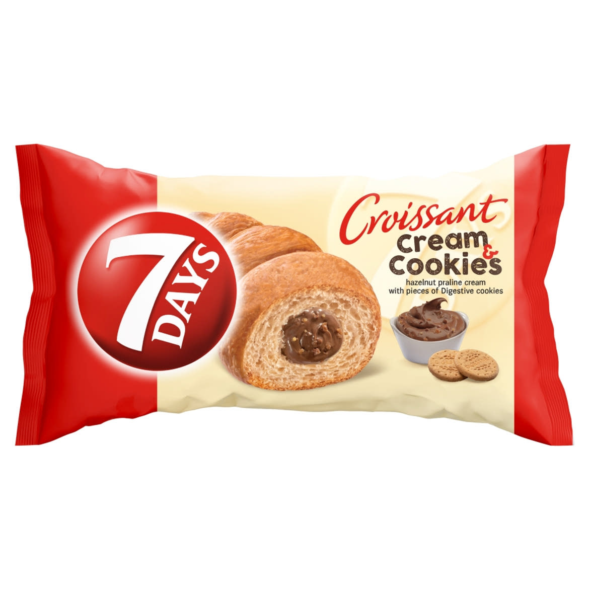 7DAYS Cream & Cookies mogyorókrémmel töltött croissant keksz darabokkal