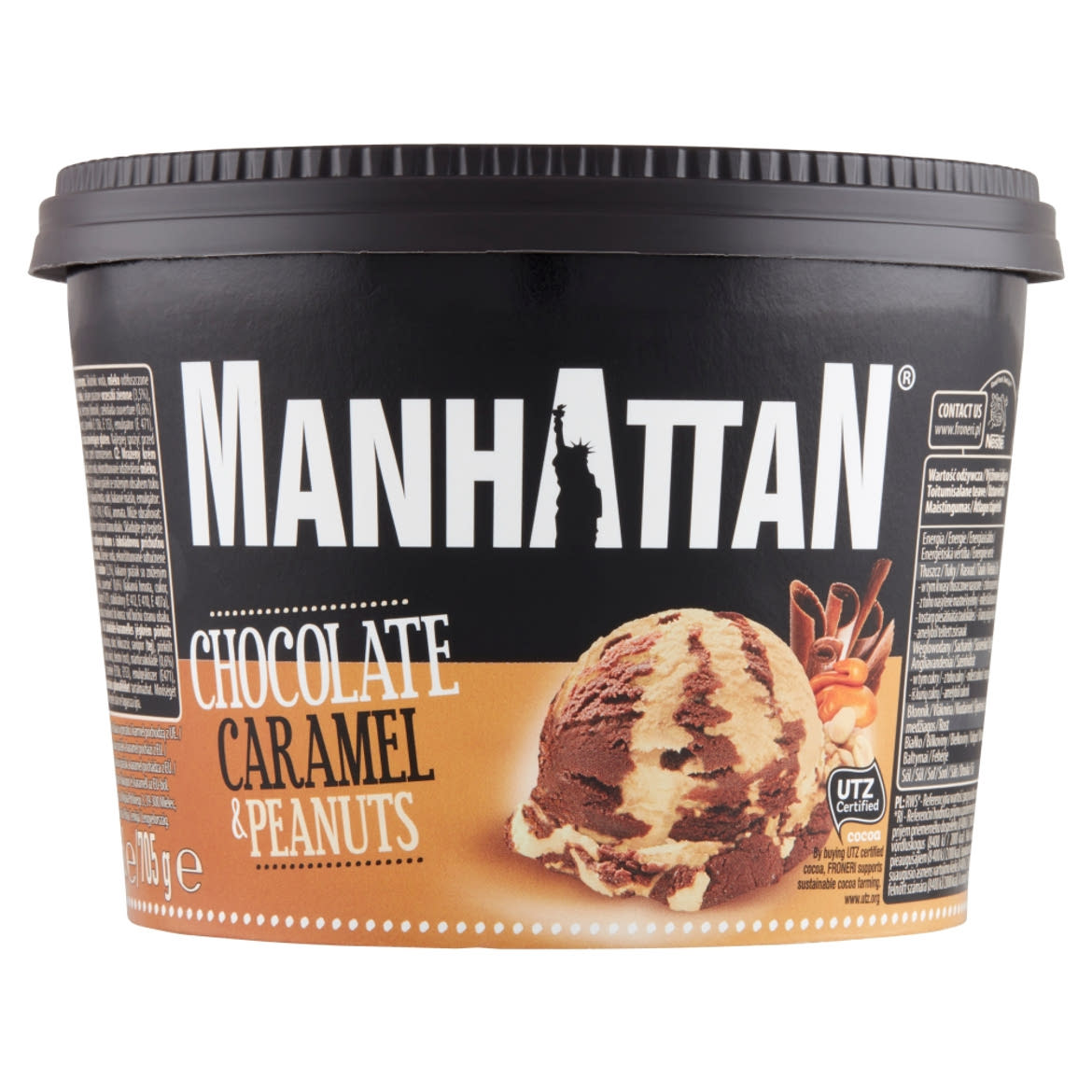Manhattan csokoládés-karamelles jégkrém pörkölt földimogyoró darabkákkal 1400 ml