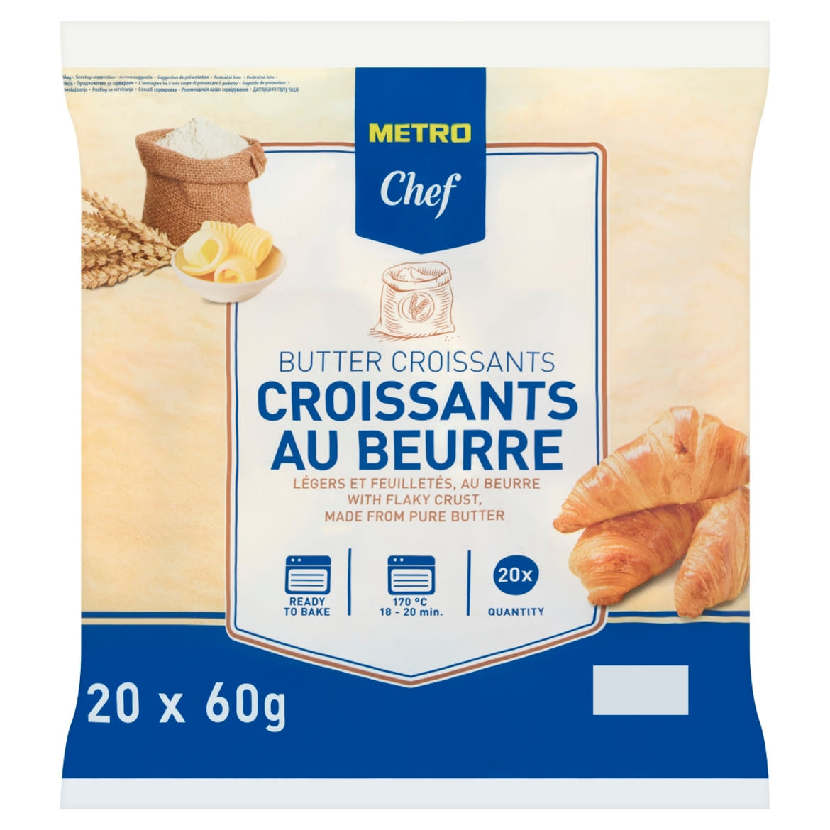 Metro Chef gyorsfagyasztott vajas croissant 20 x (1200 g)