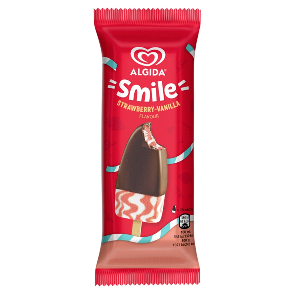 Algida Smile pálcikás jégkrém Eper-Vanília ízű