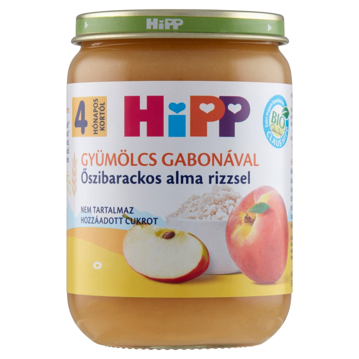 HiPP BIO őszibarackos alma rizzsel bébidesszert 4 hónapos kortól