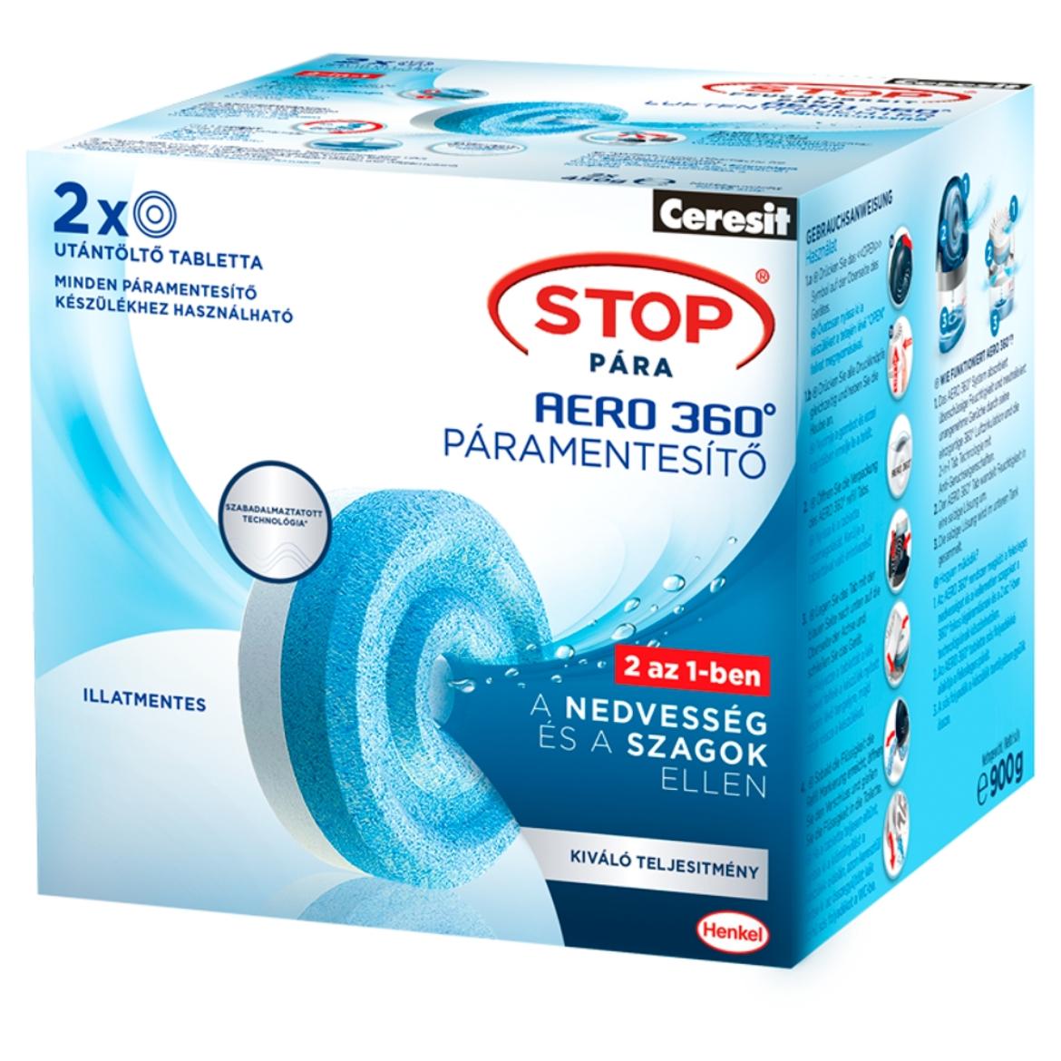 Ceresit Stop Pára Aero 360° illatmentes páramentesítő utántöltő tabletta 2 x  (900 g)