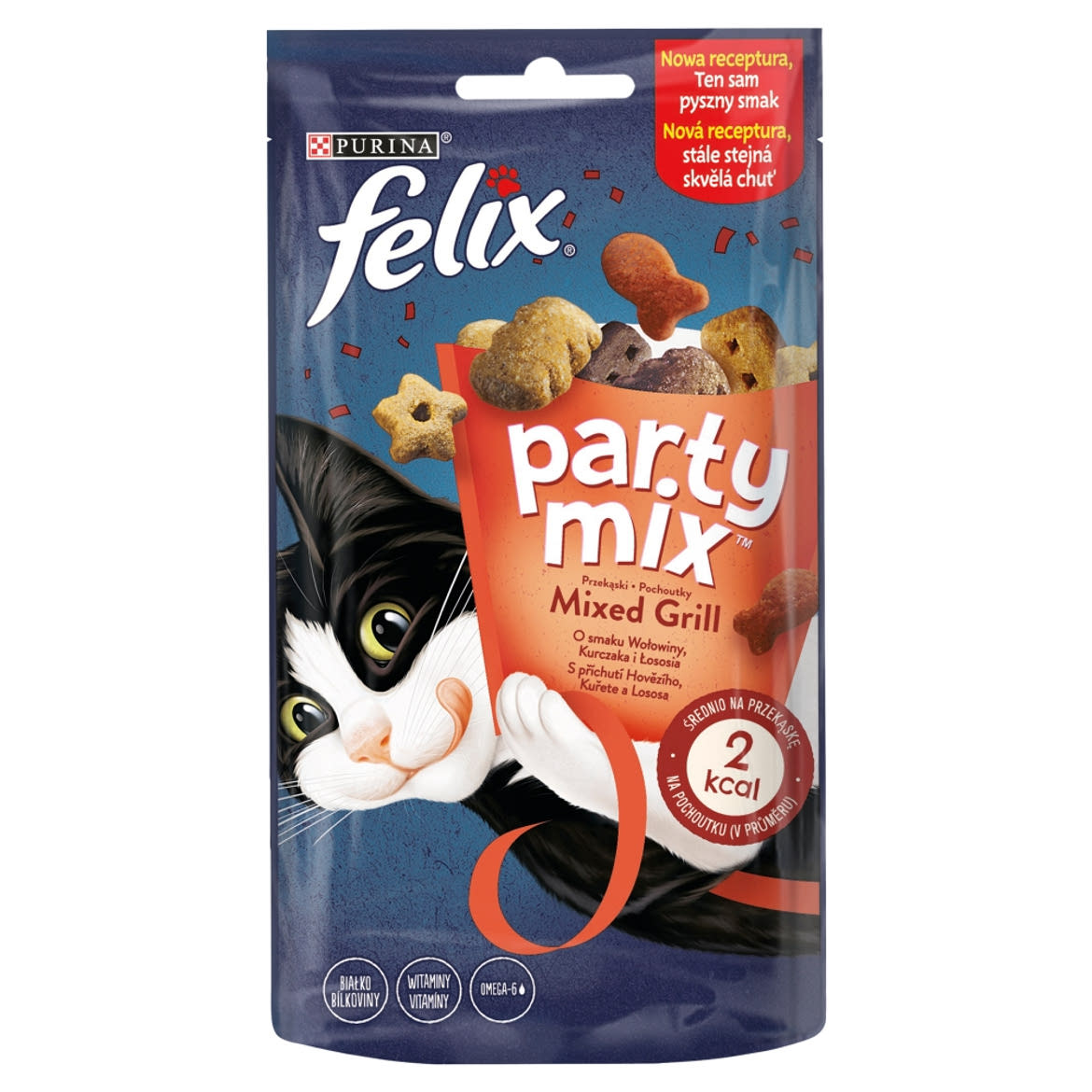 Felix Party Mix Mixed Grill kiegészítő állateledel macskáknak marha, csirke & lazac ízesítéssel