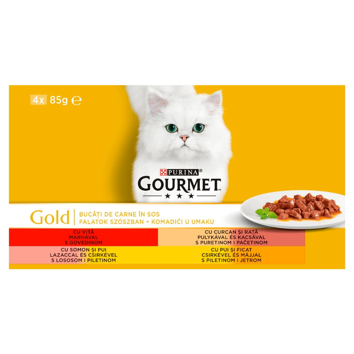 Gourmet Gold teljes értékű állateledel felnőtt macskák számára 4 x 85 g