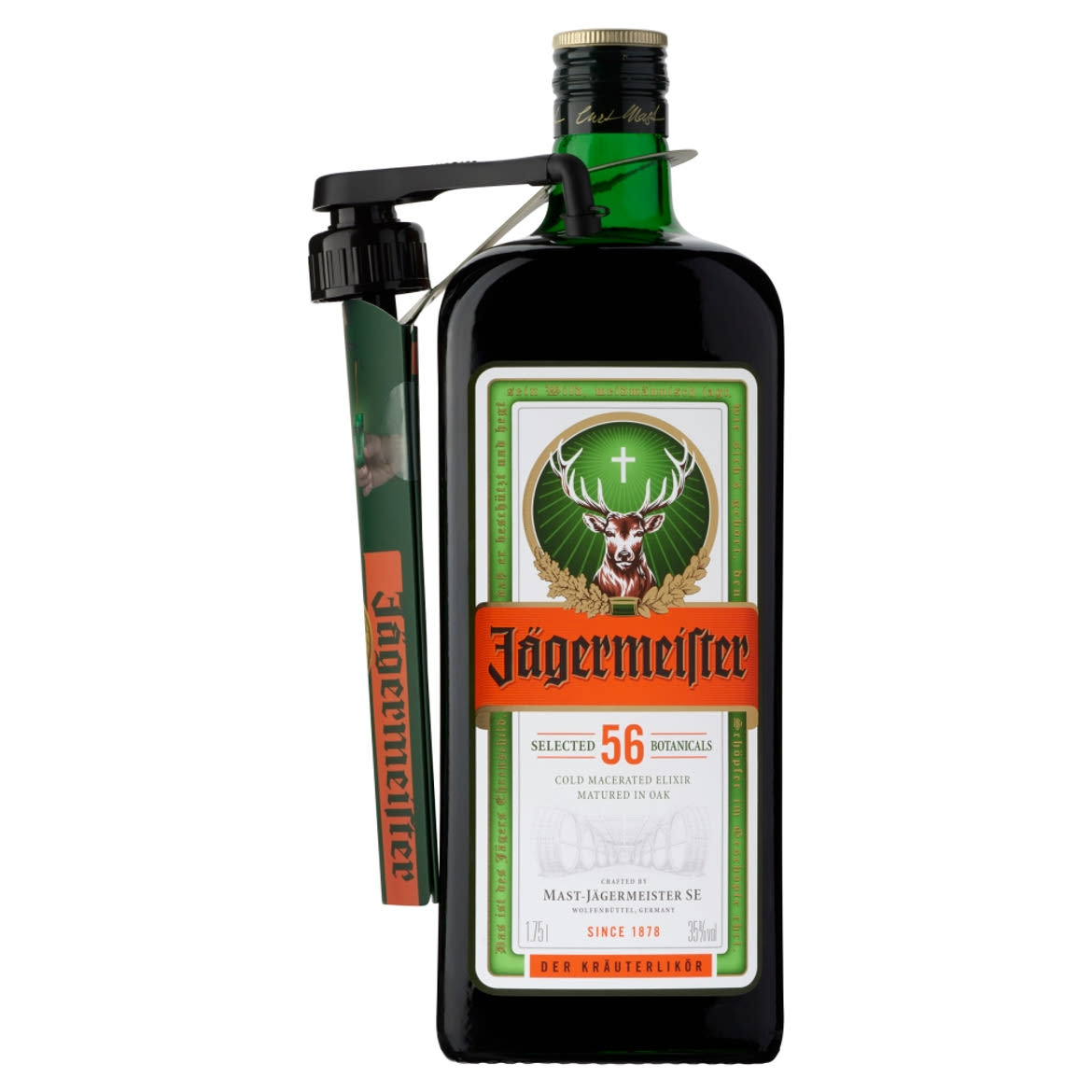 Jägermeister gyógynövény likőr kézi adagolóval 35% 1,75 l