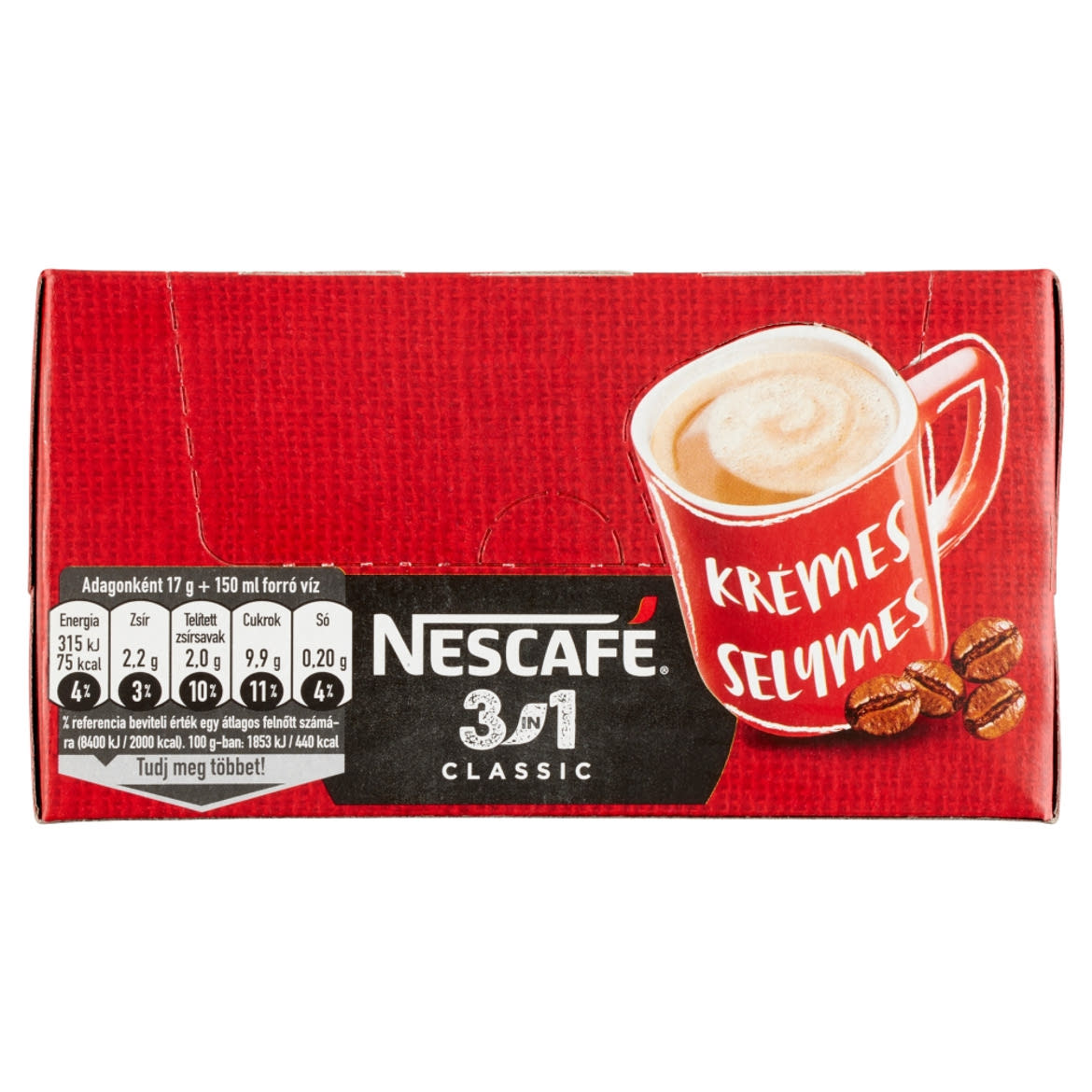 Nescafé 3in1 Classic azonnal oldódó kávéspecialitás 28 x 17 g