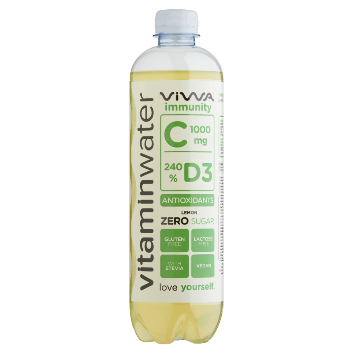 Viwa Vitaminwater Immunity Zero citrom ízű, energia- és szénsavmentes üdítőital 600 ml