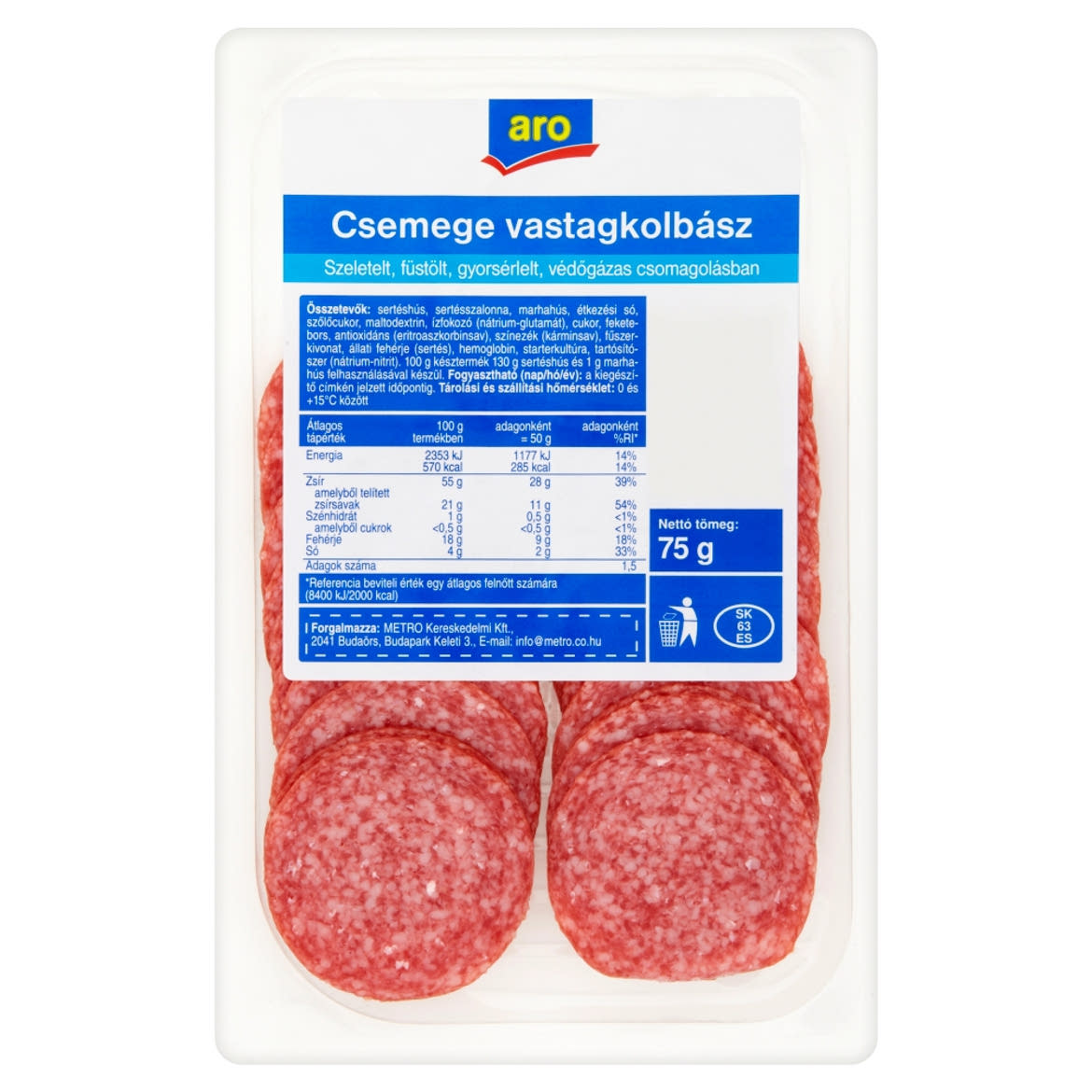Aro szeletelt csemege vastagkolbász