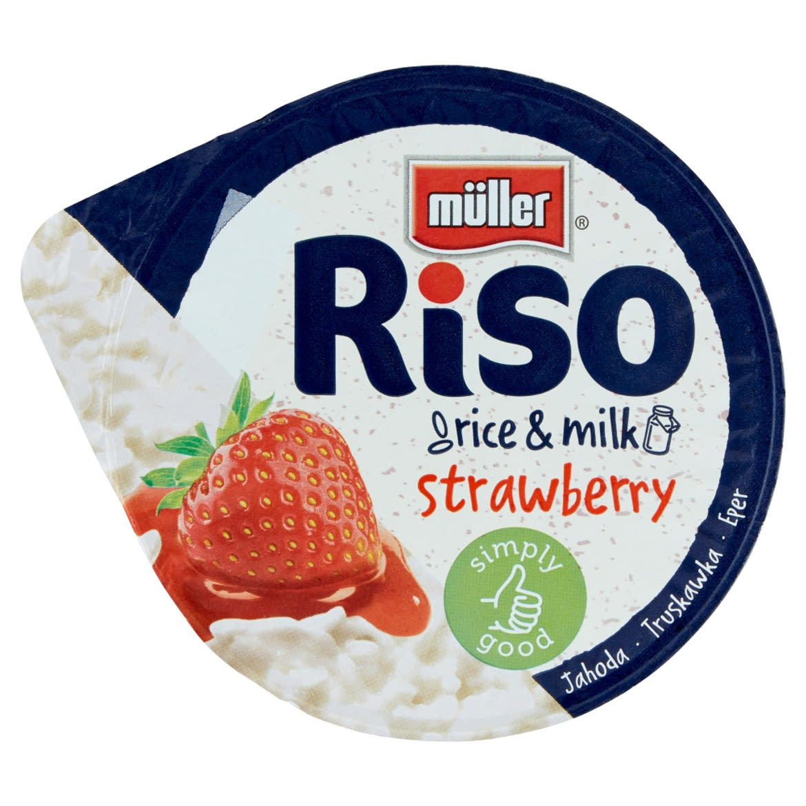 Müller Riso tejberizs desszert eper készítménnyel