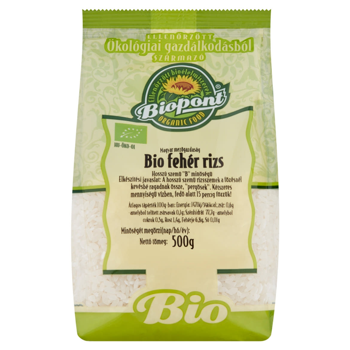 Biopont BIO hosszú szemű, "B" minőségű fehér rizs