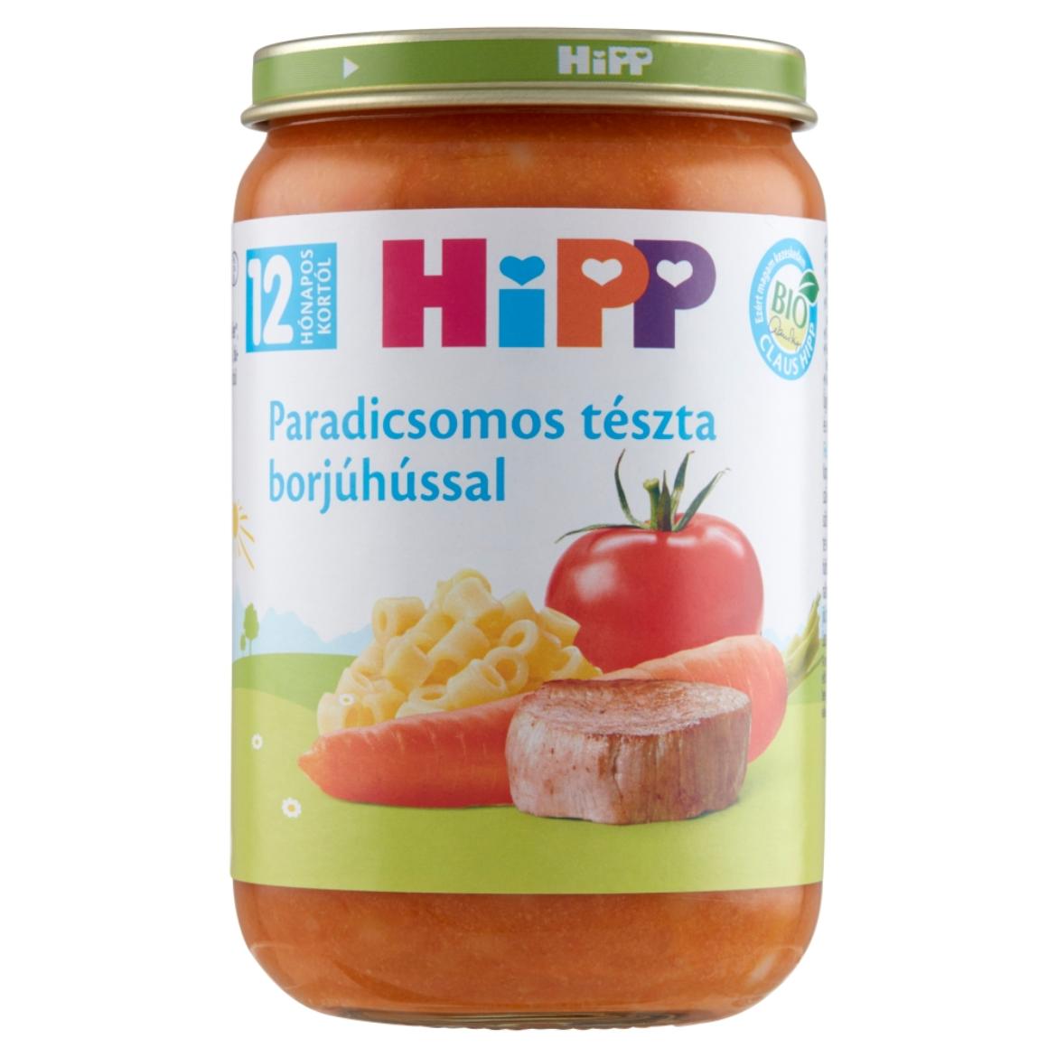 HiPP BIO paradicsomos tészta borjúhússal bébiétel 12 hónapos kortól