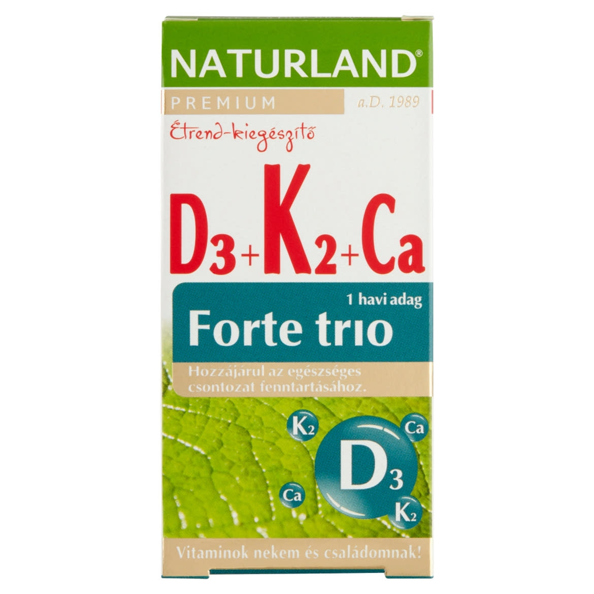 Naturland Premium D3 + K2 + Ca Forte Trio étrend-kiegészítő tabletta