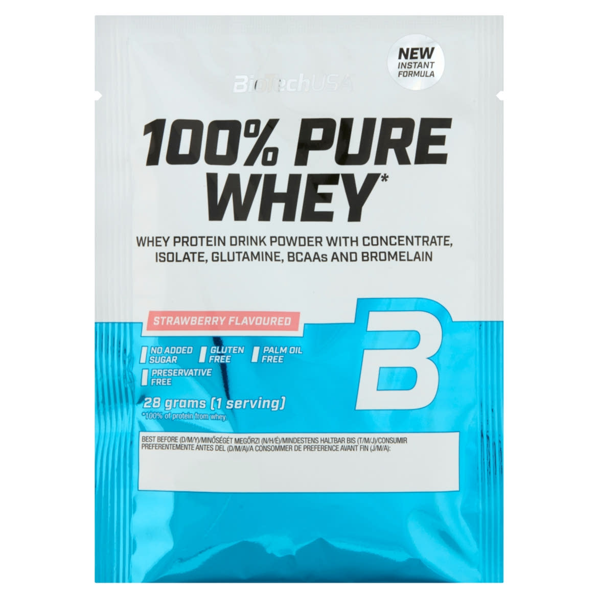 BioTechUSA 100% Pure Whey eper ízű fehérje italpor, édesítőszerrel