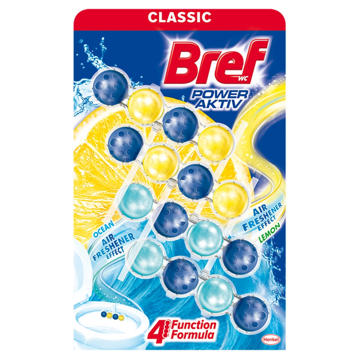 Bref Power Aktiv Lemon/Ocean WC-frissítő 4 x