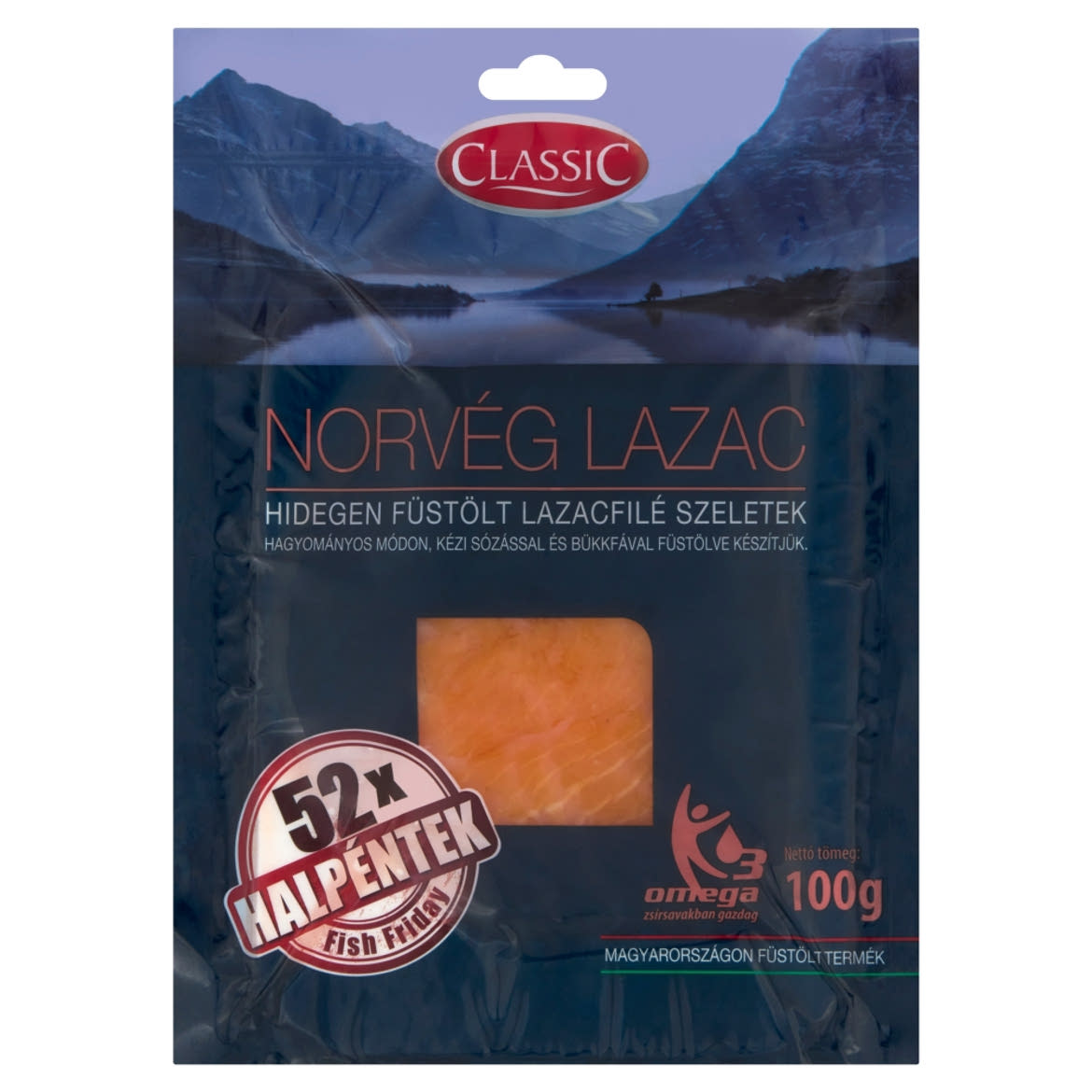 Classic hidegen füstölt norvég lazacfilé szeletek
