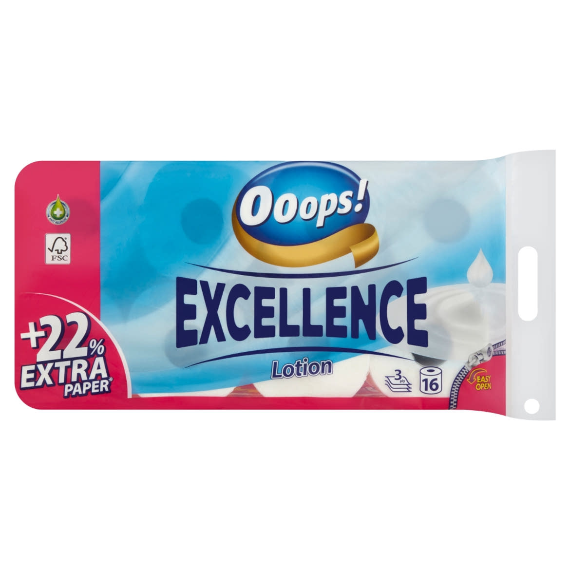 Ooops! Excellence Lotion toalettpapír 3 rétegű 16 tekercs