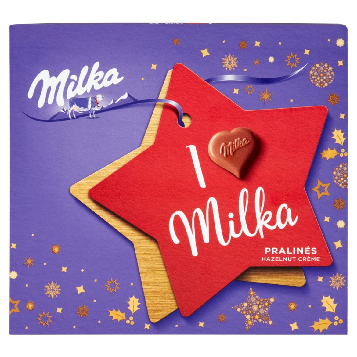 Milka alpesi tej felhasználásával készült tejcsokoládé praliné mogyorós krémtöltelékkel