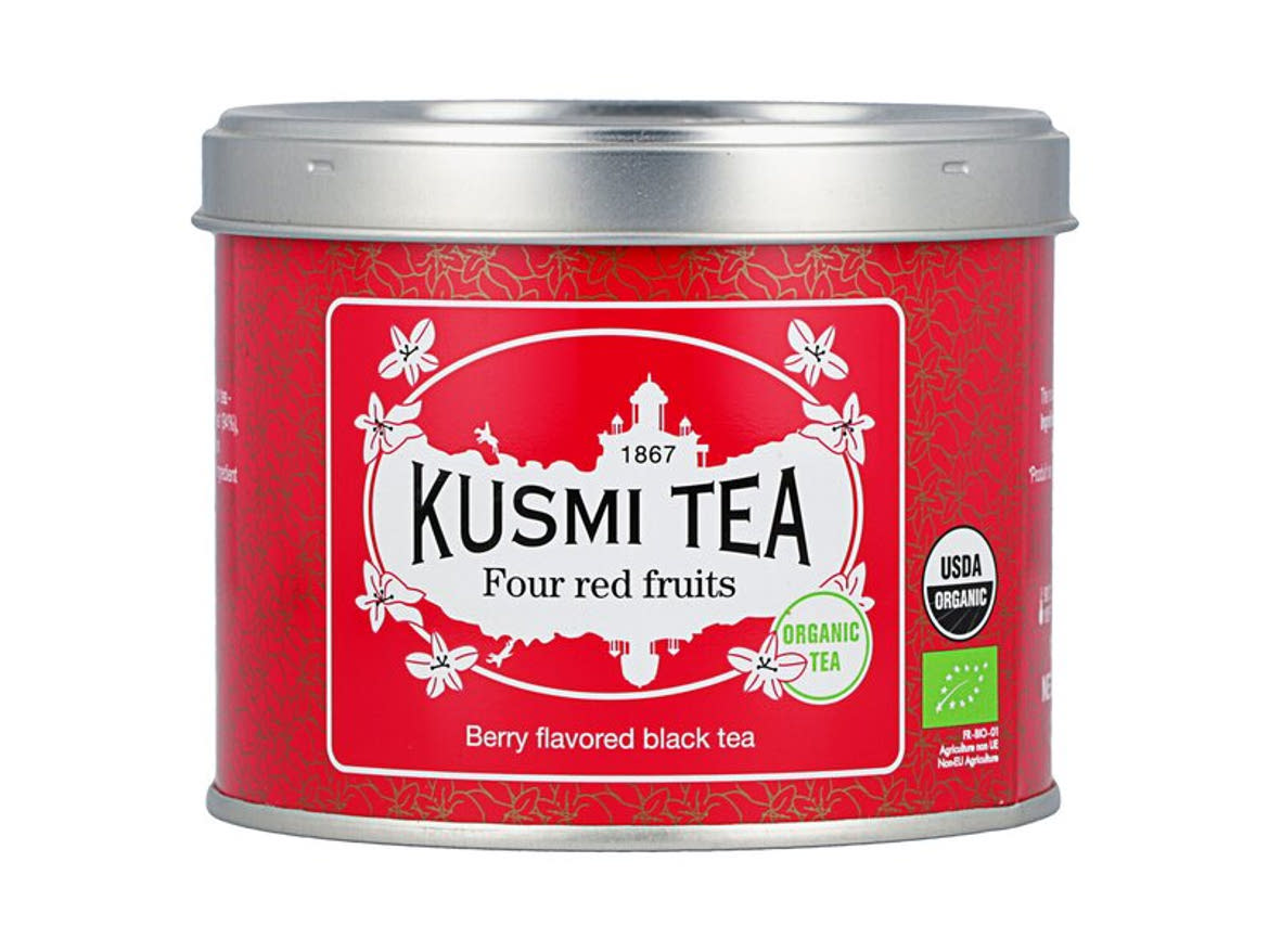 Kusmi Bio Four Red Fruits szálas fekete tea négyféle piros bogyósgyümölcsös ízesítéssel