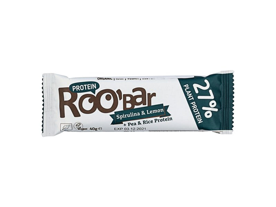 Roobar Bio vegán magas fehérjetartalmú szelet spirulinával és citrommal