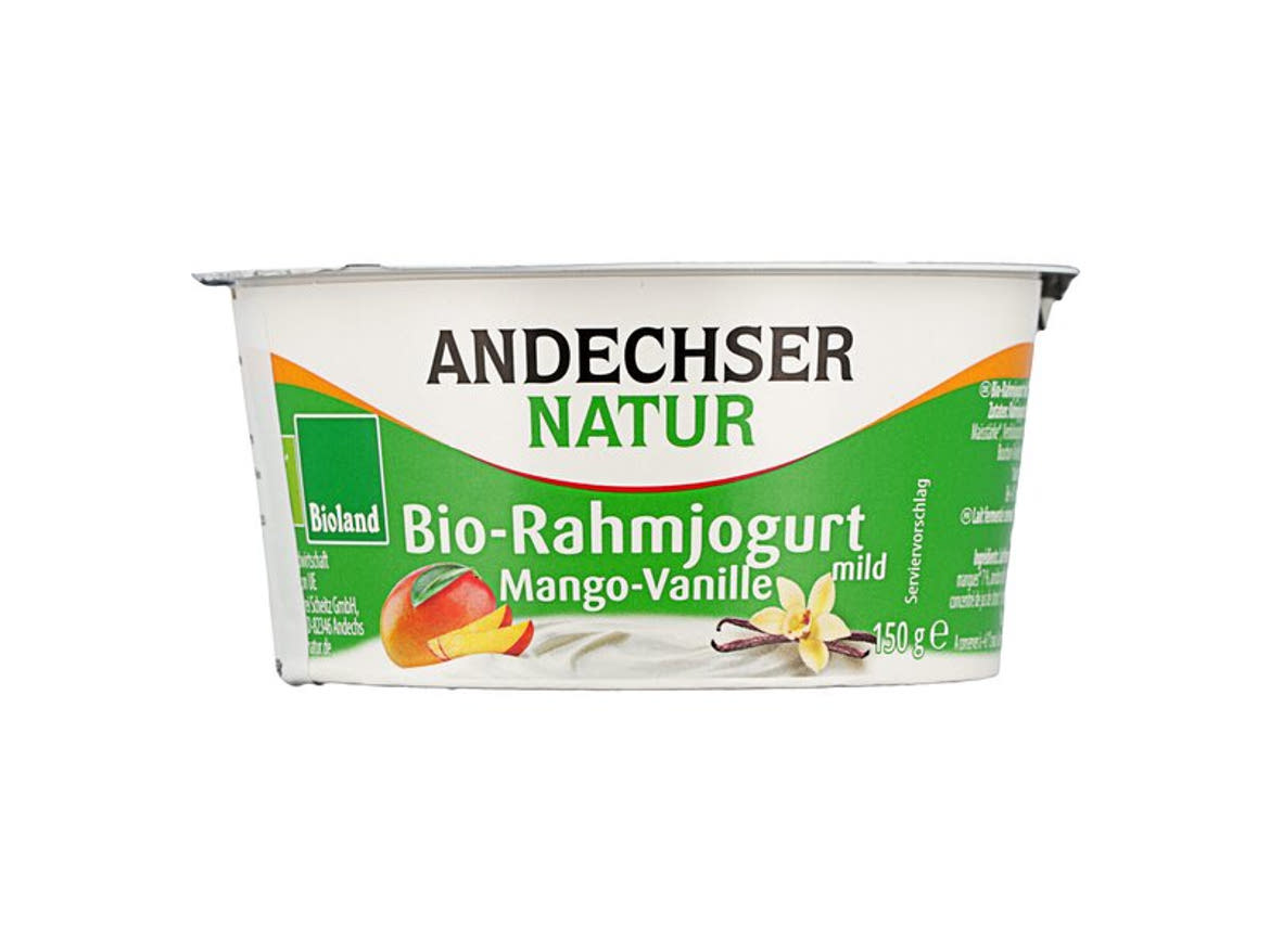 Andechser Bio tejszínes mangó és vanília ízesítésű joghurt