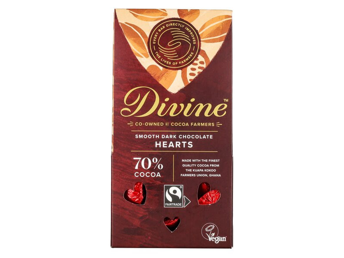 Divine 70%-os étcsokoládé szívek