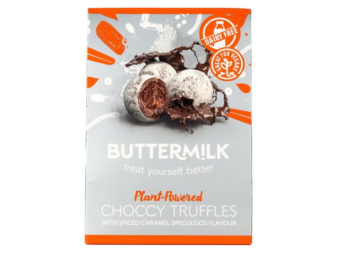 Buttermilk karamellás-speculoos kekszes ízesítésű vegán csokoládés trüffelek