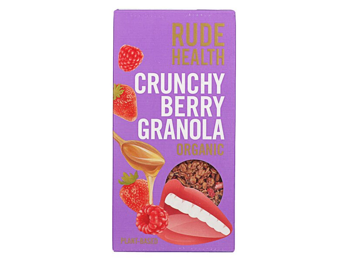 Rude Health Bio ropogós granola eperrel és málnával