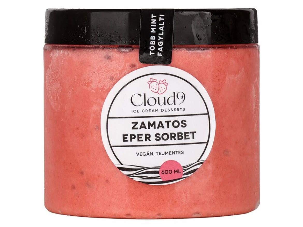 Cloud 9  Zamatos eper sorbet (tejmentes fagylalt) családi kiszerelés