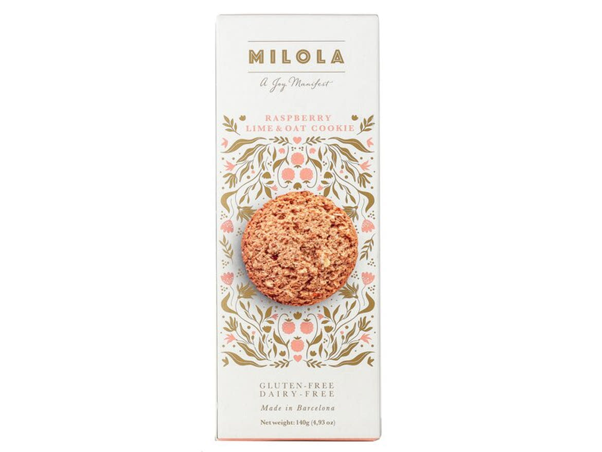Milola Málna-lime ízesítésű keksz zabpehellyel glutén- és tejmentes