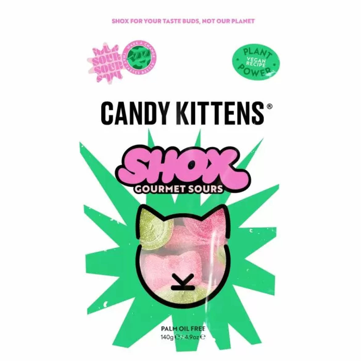 Candy Kittens vegán, gluténmentes savanyú alma és eper gumicukor