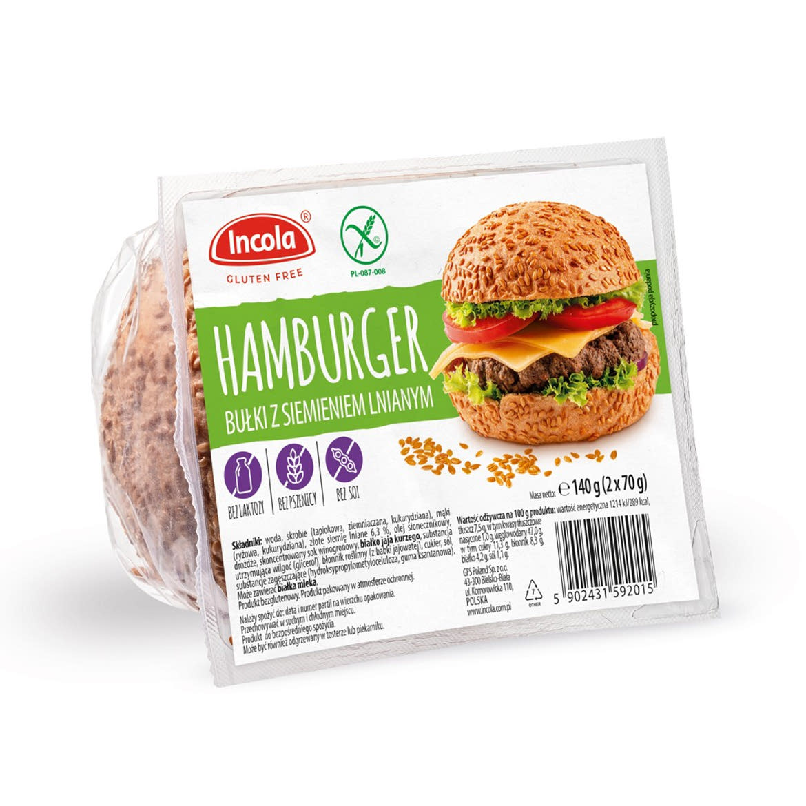 Incola gluténmentes hamburgerzsemle