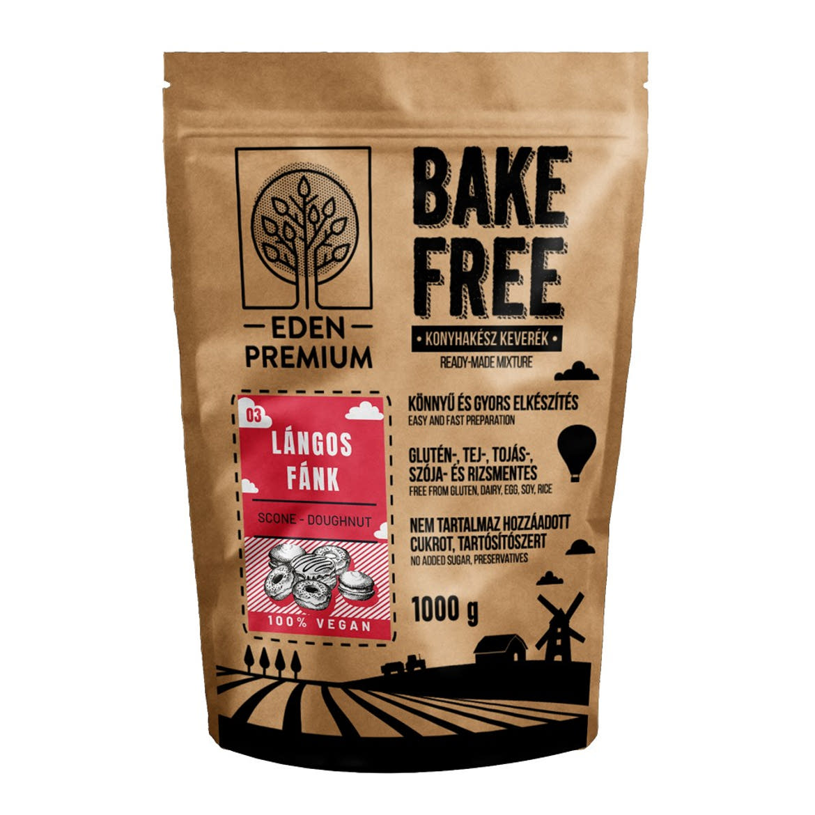 Eden Premium Bake-Free Vegán, Gluténmentes Lángos-Fánk lisztkeverék