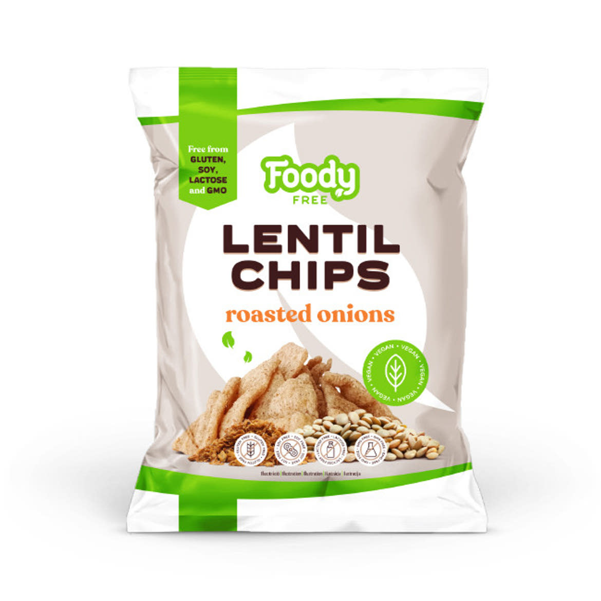 Foody Free vegán, gluténmentes Lencse chips pirított hagymával