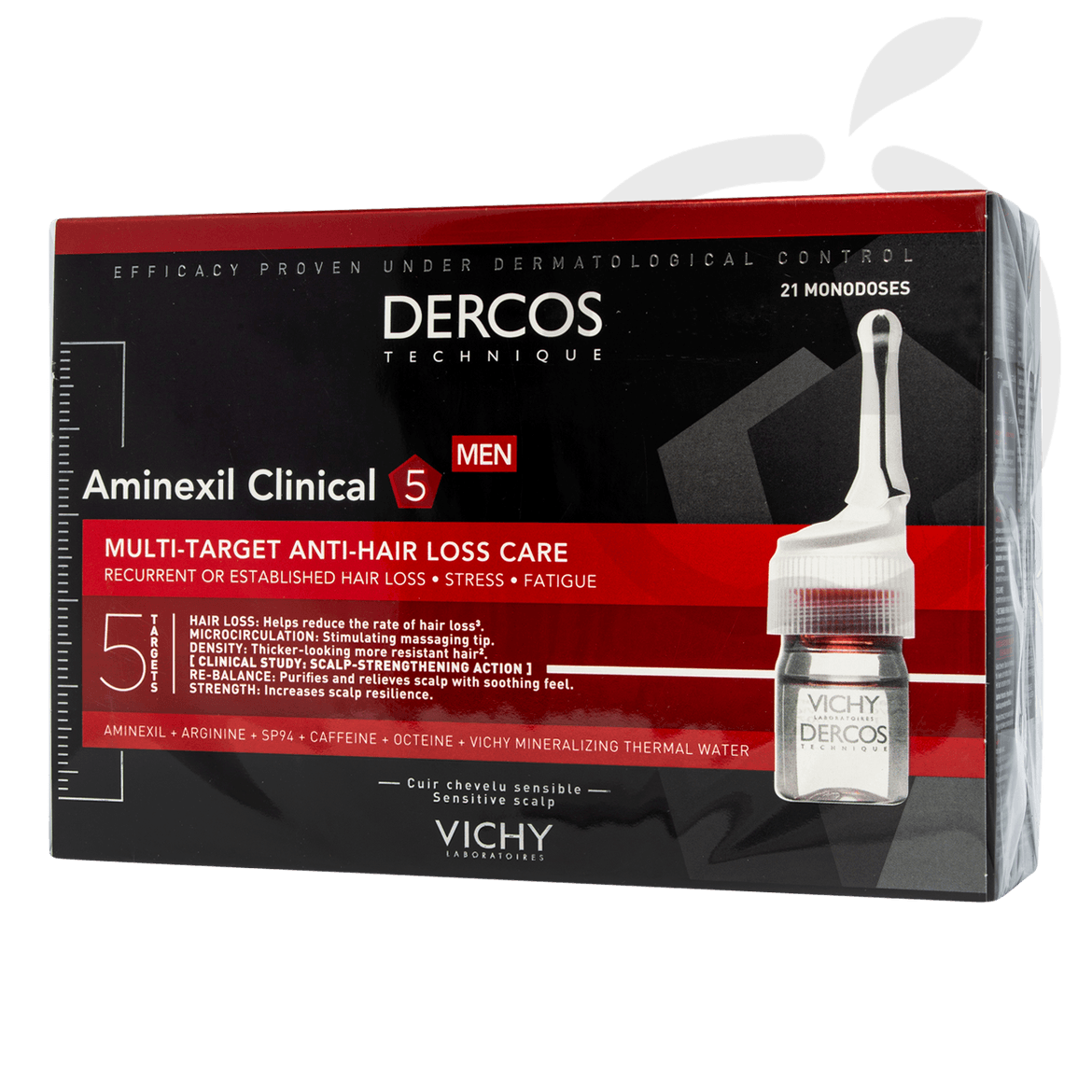 Vichy Dercos Aminexil Clinical 5 többfunkciós hajhullás elleni ampullák férfiaknak