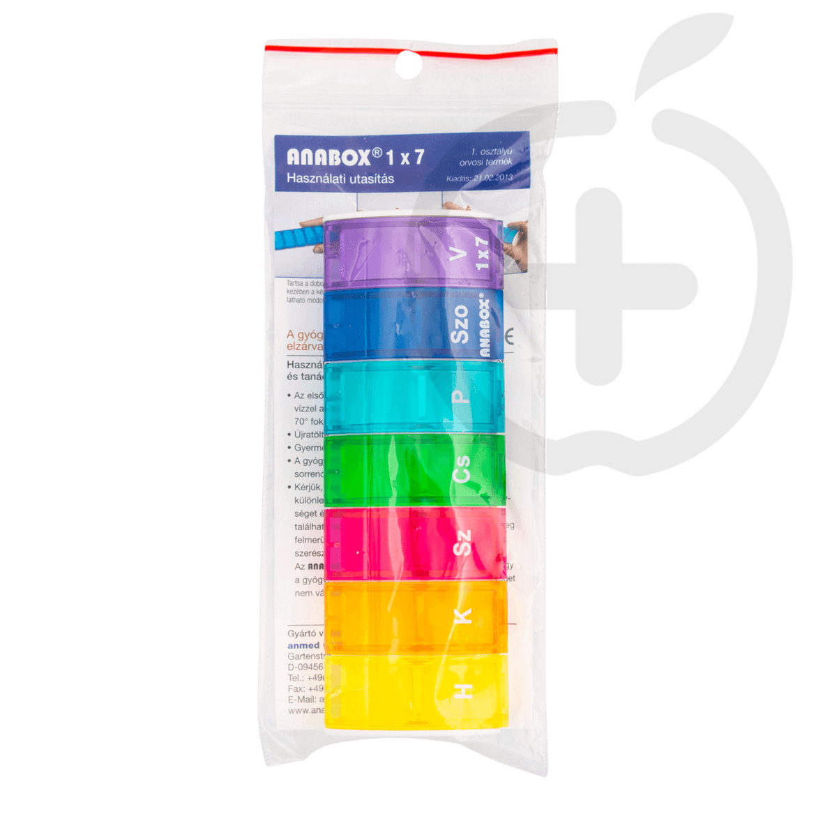 Anabox 7 napos szivárvány színű gyógyszeradagoló szett