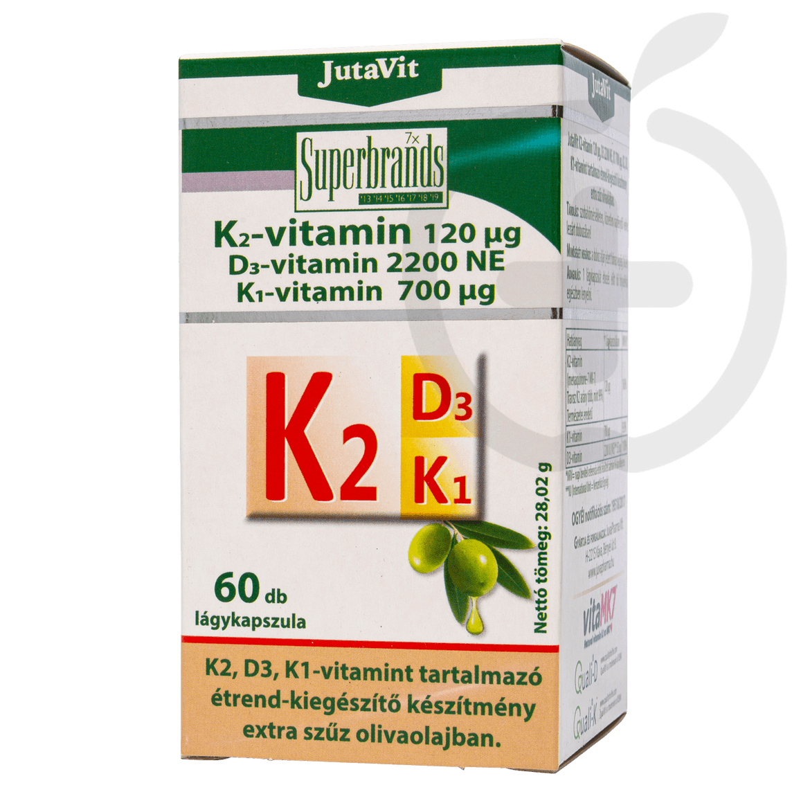 Jutavit K2+D3+K1-vitamin lágykapszula