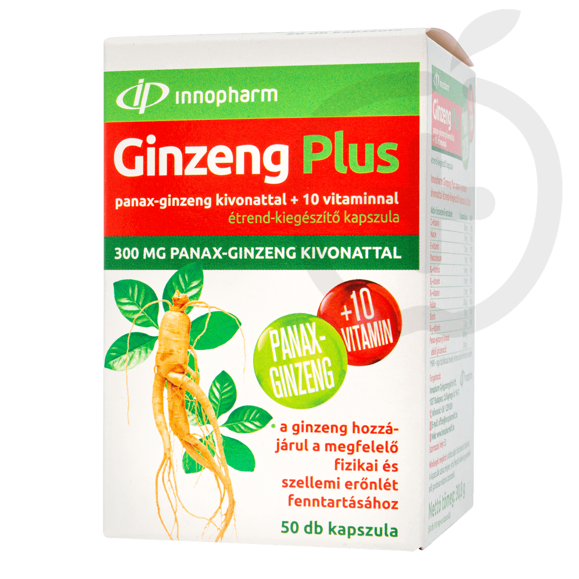 Innopharm Ginzeng Plus panax-ginzeng kivonattal +10 vitaminnal kapszula 50 db