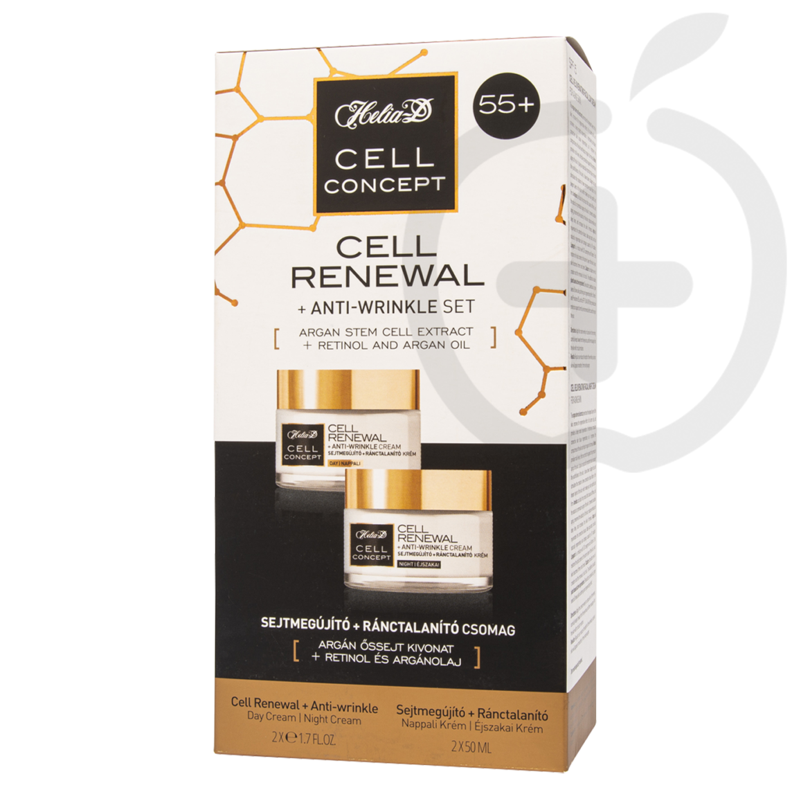 Helia-D Cell Concept Sejtmegújító +Ránctalanító arckrém 55+ 50+50 ml (ajándék csomag)