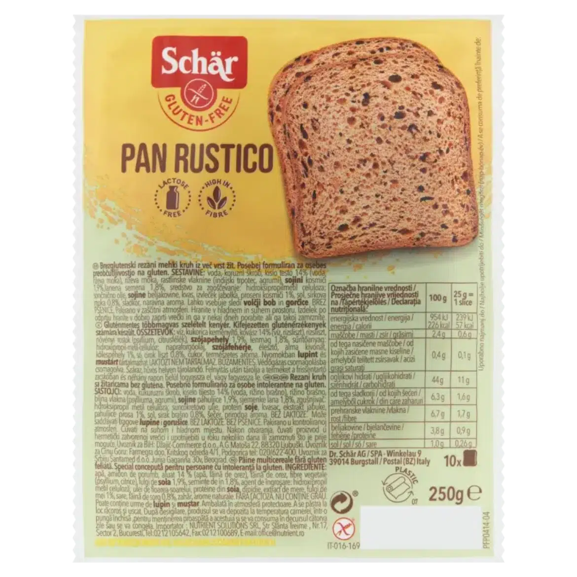 Schär Pan Carre Rustico kenyér, gluténmentes többmagvas szeletelt kenyér
