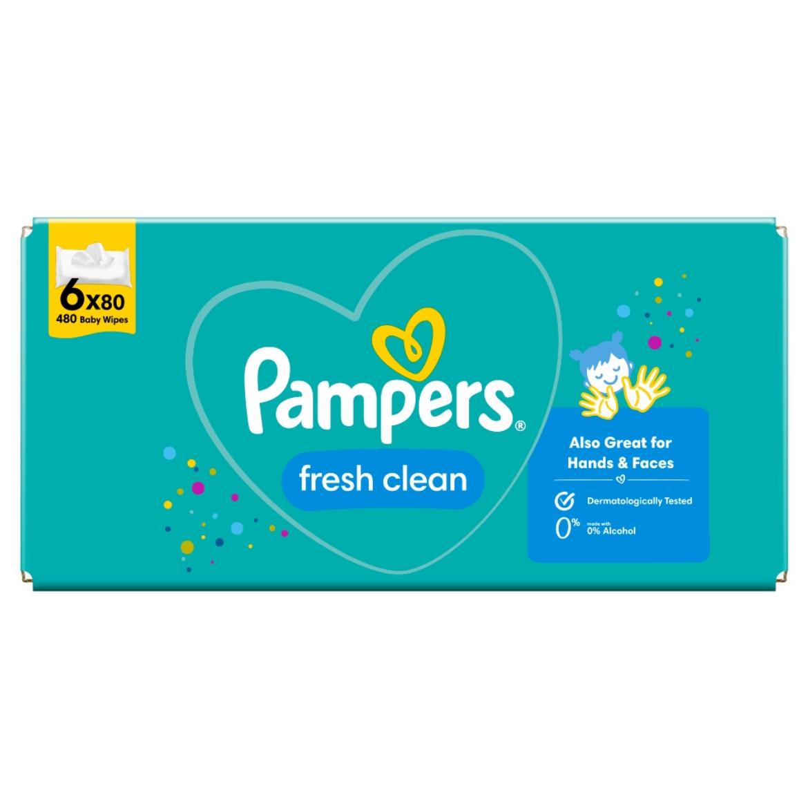 Pampers Fresh Clean Nedves Törlőkendő, 6 x 80 db