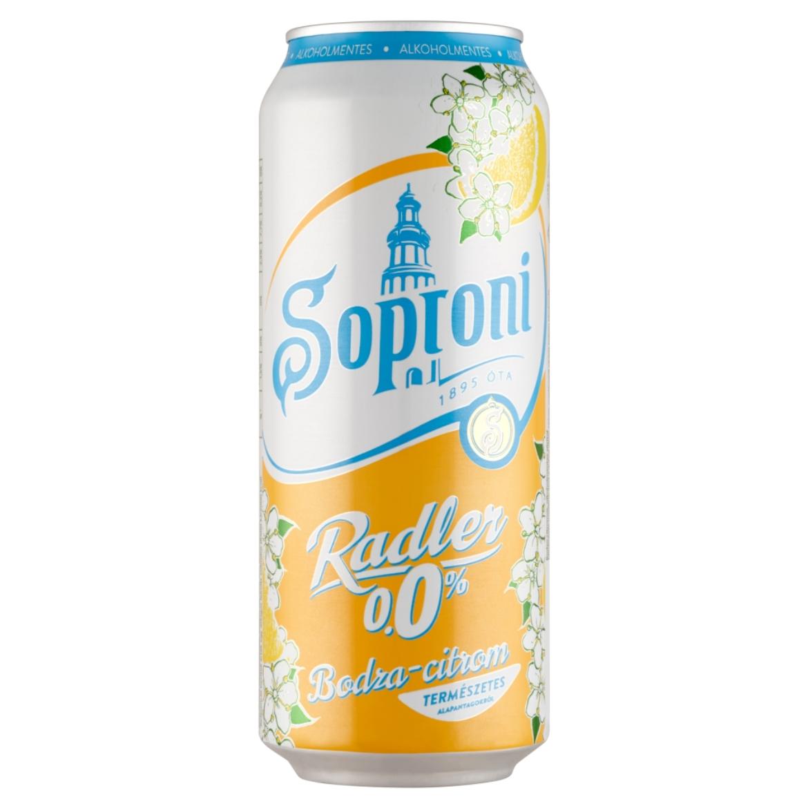 Soproni Radler bodza-citromos alkoholmentes sörital 0,5 l doboz