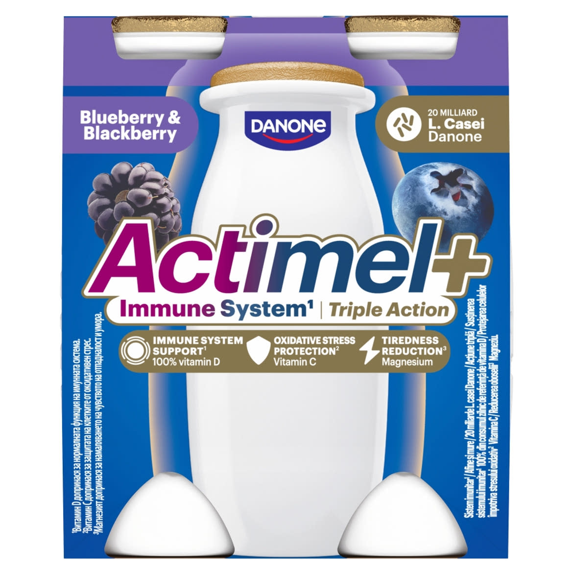 Danone Actimel+ áfonya- és feketeszeder ízű joghurtalapú ital 4 x  (400 g)