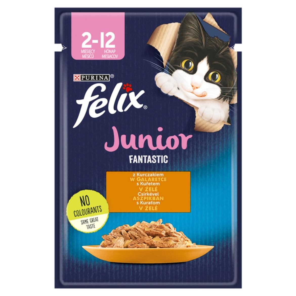 Felix Fantastic Junior Csirkével aszpikban nedves macskaeledel
