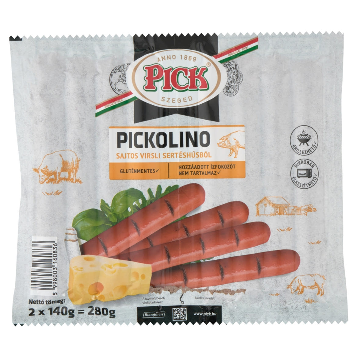 PICK Pickolino sajtos virsli 280 g