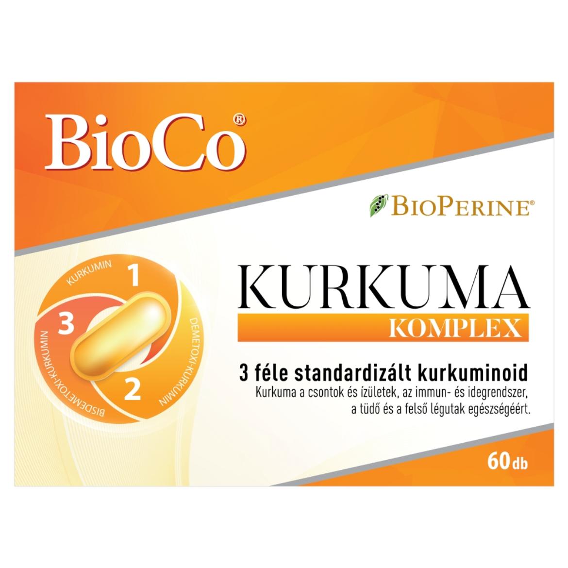 BioCo Kurkuma Komplex 3 féle kurkuminoiddal étrend-kiegészítő kapszula 60 x 0,465 g (27,9 g)