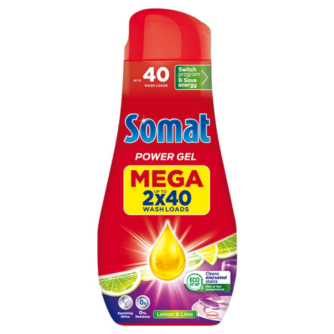 Somat All in 1 Power Gel Lemon & Lime gépi mosogatószer gél 80 mosogatás 2 x